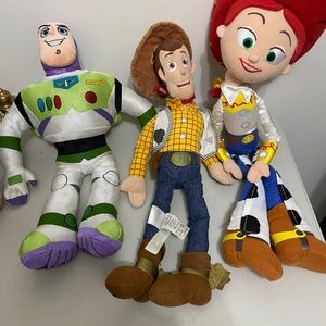 Disney Store Toy Story Characters: Woody, Bazz, Jessie Stuffed Toys
